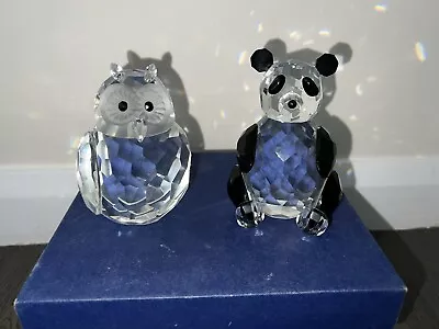 Buy Stunning Cut Glass Crystal Owl & Panda Figures Large Animal Figurines Boxed • 34.95£
