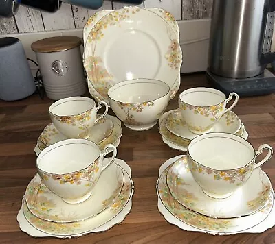 Buy Royal Grafton OAKDEANE Vintage Yellow 14 Piece Tea Set • 17.99£