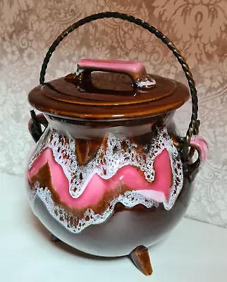 Buy Vintage 1960s Vallauris French Studio Art Pottery Pink Ceramic Pot + Lid Handle • 55.55£