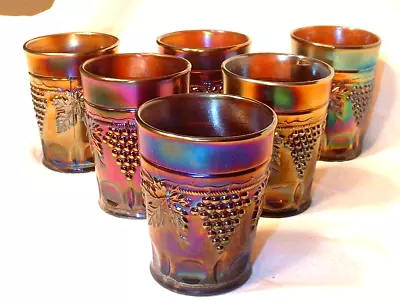 Buy 6 Antique Northwood Amethyst Grape & Cable Tumblers Signed EX. • 102.51£