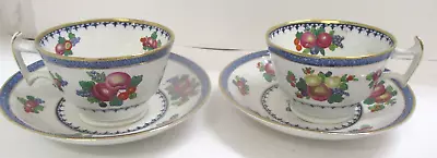 Buy Pair Of Antique Booths China England Tea Cups & Saucers Fruit Motif • 22.40£