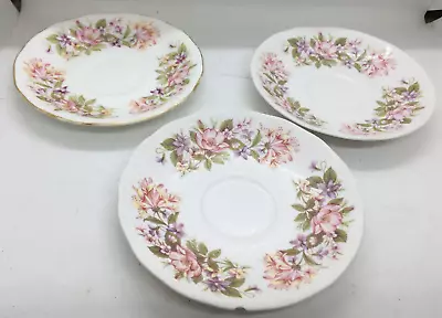 Buy Colclough Saucers X 3 Cup  Bone China Floral Pattern Stoke-on-trent Potteries • 11.95£