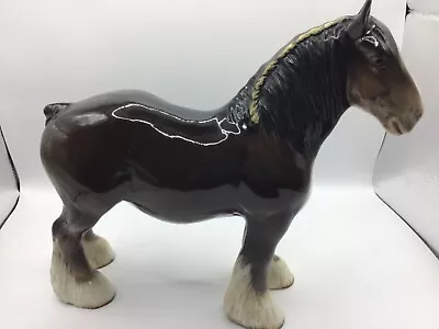 Buy Beswick Shire Horse Mare Brown Gloss Yellow Ribbon On The Mane • 20£