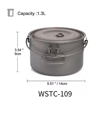 Buy Widesea CampingTableware TitaniumCookware Set Tourism Cauldron OutdoorCookingPot • 43.99£