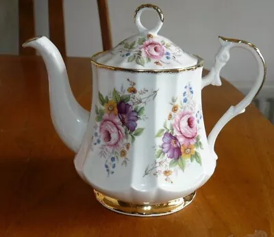 Buy Vtg English Fine Bone China China Teapot Queens Large Floral Roses Peonies • 60£