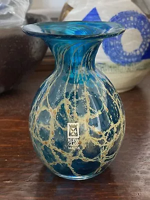 Buy Mdina Mid-1970s Sea & Sand Glass Vase- Michael Harris- Signed Mdina • 19.99£