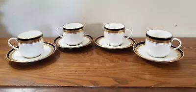 Buy John Aynsley Cobalt Royale Gold Embellished 4 Footed Cups & Saucers • 56.02£