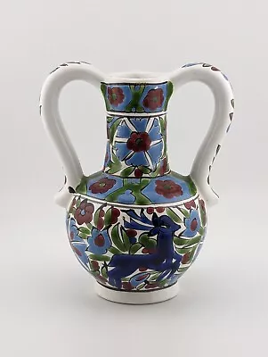 Buy Vintage Rhodes Greece Vase Theofilos Blue Green Red White Deer 5.5  Handpainted • 20£