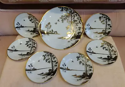 Buy Antique Hand Painted & Gold Embossed Nippon Cake Set, 7 Pcs Excellent Condition • 115.56£