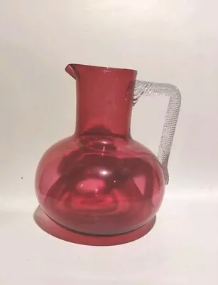 Buy A Vintage Cranberry Glass Jug Candy Cane Twisted Style Handle • 18£