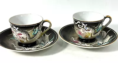 Buy Vtg Japan Hand Painted Porcelain Dragon Ware Moriage Demitasse Cups & Saucer 2 • 20.54£