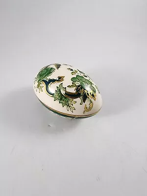 Buy Mason's Porcelain Green Egg Trinket Boxes/Chartreuse Pattern/England • 23.33£