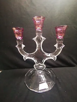 Buy Stunning Vintage Laura Ashley Crystal Candelabro With Pink Iridescent Stems • 19.99£