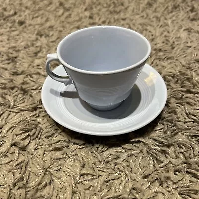 Buy Woods Ware Iris Blue Tea Cup And Saucer (Vintage Utility) • 4.99£