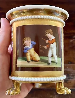 Buy 1800s SEVRES MEISSEN STYLE OLD PARIS CUP  CHILDREN AT PLAY JEWELED 5.25”TALL • 465.87£