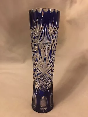 Buy Outstanding Antique Bohemian￼Czechoslovakian ￼Amethyst Lead Crystal Vase 12.5” • 209.68£