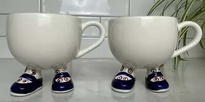 Buy VTG Carlton Walking Ware Tea Coffee Cups Blue Mary Jane Shoes Set Of 2 England • 55.87£