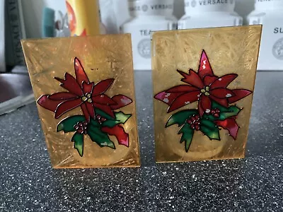 Buy Beautiful Pair Of Vintage Stained Glass Tea Light Holders? Napkin Holder? • 20£