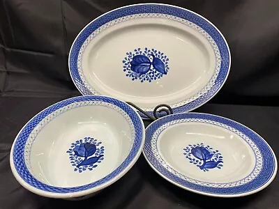 Buy Royal Copenhagen  TRANQUEBAR BLUE  Denmark ~ 929/1411/947 ~ 3 Piece Serving Set • 111.82£