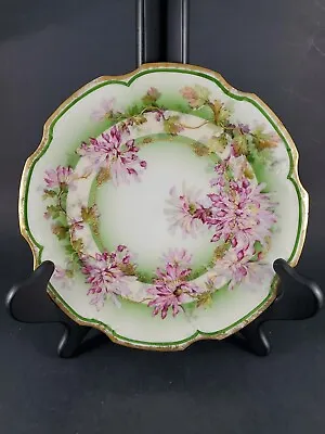 Buy Vintage Limoges France Hand Painted Floral Plate Chrysanthemum Gilded Plz Read • 51.34£