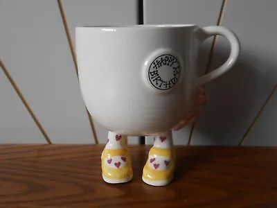 Buy HAPPY BIRTHDAY MUG Walking Ware CARLTON WARE Lustre Pottery 1980 Yellow Shoes • 49.99£