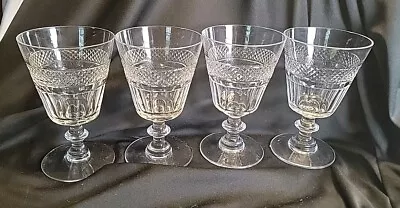 Buy Cut Crystal Clear Diamond Point Band , Thumbprint Stemware Set Of 4 • 18.63£