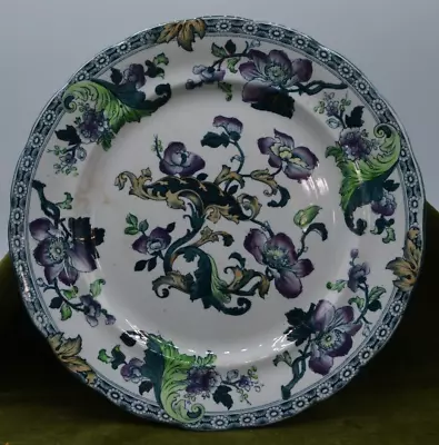 Buy Antique 19thC Buffalo Pottery Bangor Underglaze 10  Floral Dinner Plate  • 36.41£
