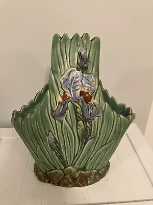 Buy Weller Roma Pottery Vase Floral Tulips 12x10 ARDSLEY IRIS Green • 185.92£