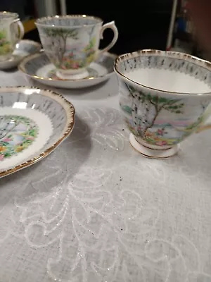 Buy Vintage Royal Albert Bone China  Silver Birch  Set Of 6 Teacups & Saucers  • 121.14£