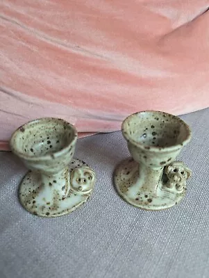 Buy 2 Gerald Fangfoss Pottery Egg Holders Pig/hedgehog 190s/80s Marked FP EUC • 24.23£