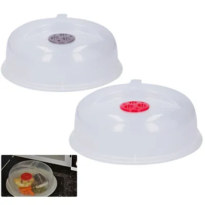 Buy 2 Pack Microwave Food Plate Dish Cover Kitchen Cooking Vented Handle Clear Lid • 5.29£