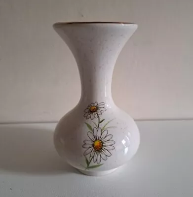 Buy Kernewek Goonhavern Cornwall Oatmeal Fleck Daisy Design Bud Vase Vintage 13x8cm • 10£