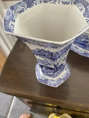 Buy SPODE - Blue Italian - Large Hexagonal Shape Vase • 30£