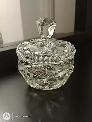 Buy Vintage Cut Glass Trinket Bowl With Lid • 7.50£