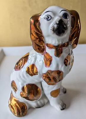 Buy Pretty 6  VGC Antique Victorian Copper Lustre Staffordshire Spaniel Dog Ornament • 19.99£