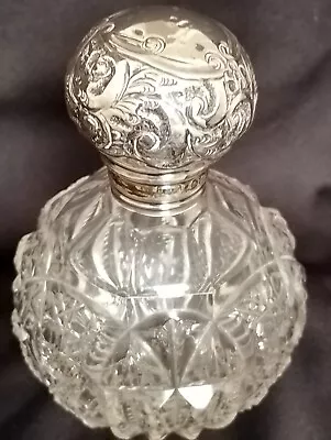 Buy Victorian Silver Topped Cut Glass Scent Perfume Bottle • 40£