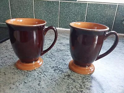 Buy Set Of 2 Denby Footed Mugs Orange/burgundy Colour • 14.99£