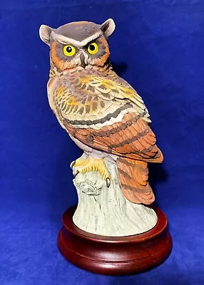 Buy Vintage Andrea By Sadek Large Great Horned Owl #6053 W/ Wood Stand, Excel Cond • 27.91£