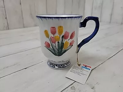 Buy Vintage Delftware Royal Blue Twickle Hand Painted Coffee/Tea Mug Raised Tulips  • 27.95£