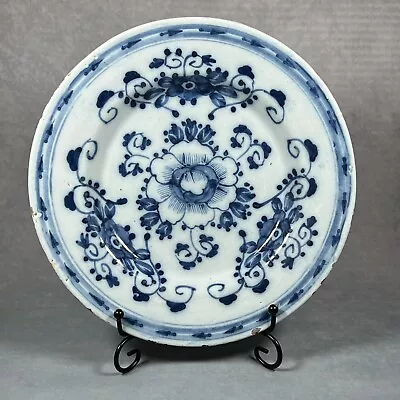 Buy An English (London?) Delftware Blue & White Tin-Glazed ~23cm Plate C1760 • 150£