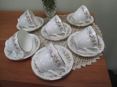 Buy Fine Set Of 6  Mayfair China Coffee Cups And Saucersalpine Flowers Design • 16£