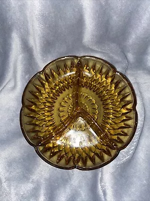 Buy Davidson Amber Glass 3 Section Hors D'oeuvres Dish 7 Inch • 0.99£