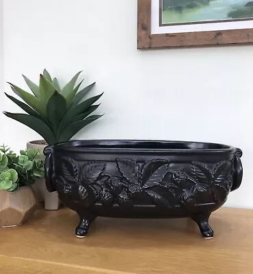 Buy Holkham Pottery Large Black Ceramic Flower Trough Planter Strawberries Pattern • 25£