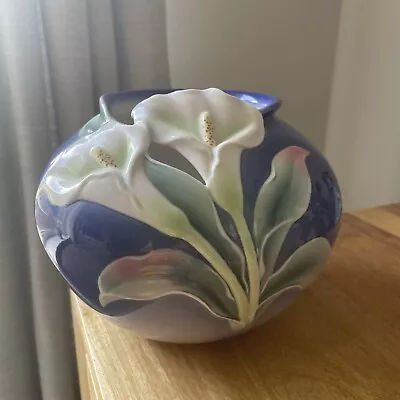 Buy Franz Porcelain Blue Arum Lily Bulbous Vase XP1887 • 21£