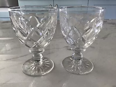 Buy Two Vintage English Water / Wine Cut Goblet / Glasses 5” High • 8£