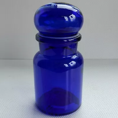 Buy BLUE GLASS APOTHERCARY JAR BUBBLE LID Storage Container Belgium Vintage • 11.95£