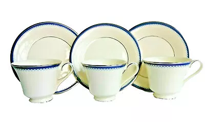 Buy 3 Royal Doulton Minton Clifton Sarabande Blue Tea Coffee Cups&Cake Plates Vtg • 19.98£