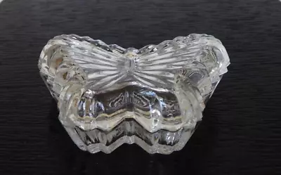 Buy Vintage Clear Glass Lidded Butterfly Trinket  Bowl • 15£
