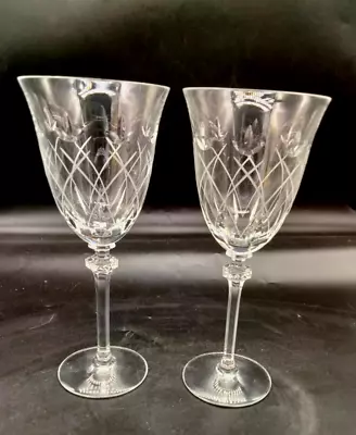 Buy Set Of 2 Royal Doulton Jillian Pattern Etched Crystal Clear Wine Glass 7.5  Tall • 46.59£