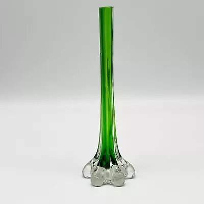 Buy Vintage Emerald Green Art Glass Long Stemmed Footed 8  Bud Vase • 13.97£